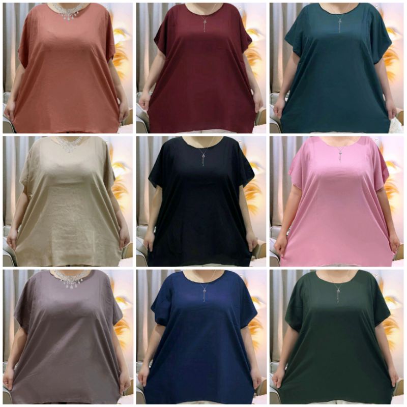 atasan polos super jumbo wanita LD 143 CM BIG SIZE baju santai bali jumbo polos wanita baju polos big size wanita bahan rayon premium quality halus lembut dan adem