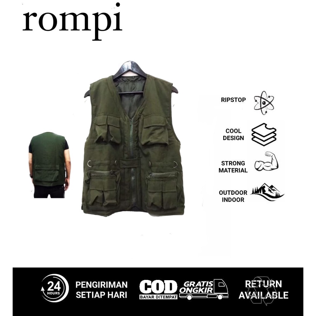 ROMPI TACTICAL AUTDOOR MULTIFUNGSI ROMPI CARGO BANYAK SAKU / VEST / TACTICAL / RIPSTOP /