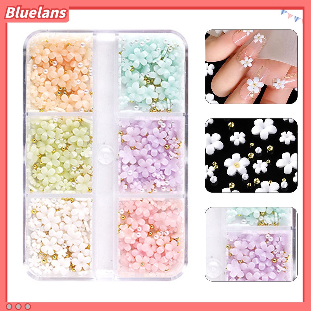 (In Stock) Kacamata Hitam Lensa Warna Warni ♡Set Manik-Manik Mini Bentuk Hati Bunga 3D Untuk Dekorasi Nail Art