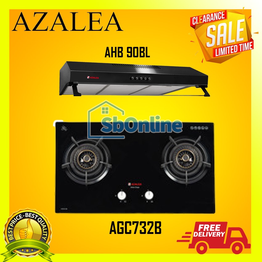 Paket Kompor Tecnogas Azalea Kompor AGC 732B dan Cooker Hood AHB90 BL