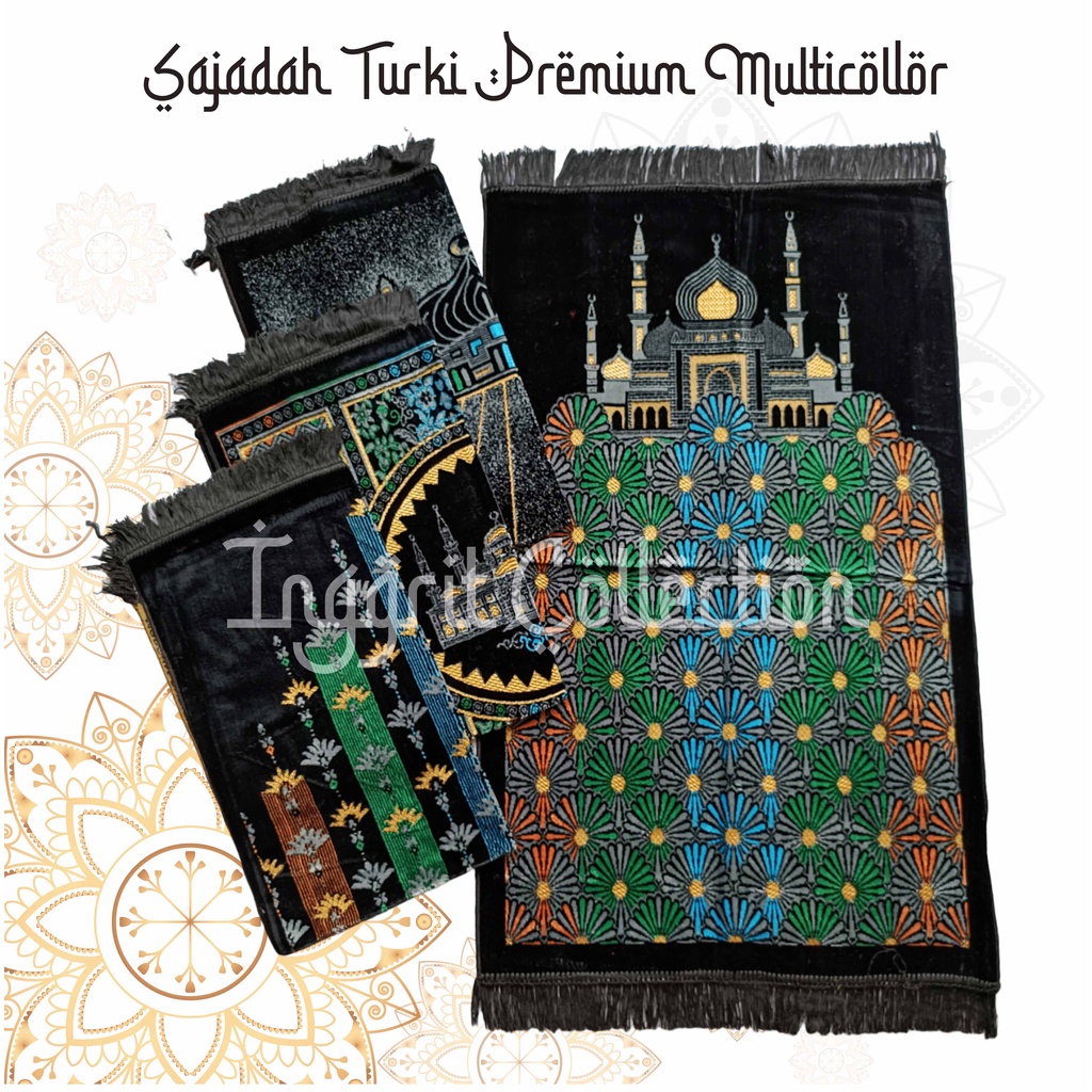 Sajadah Turki Bluddru Premium 70x110 Sejadah Turky Multicollor Sauvenir Oleh Oleh Haji dan Umroh COD