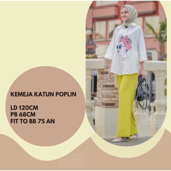 KEMEJA WANITA KATUN POPLIN bermotif