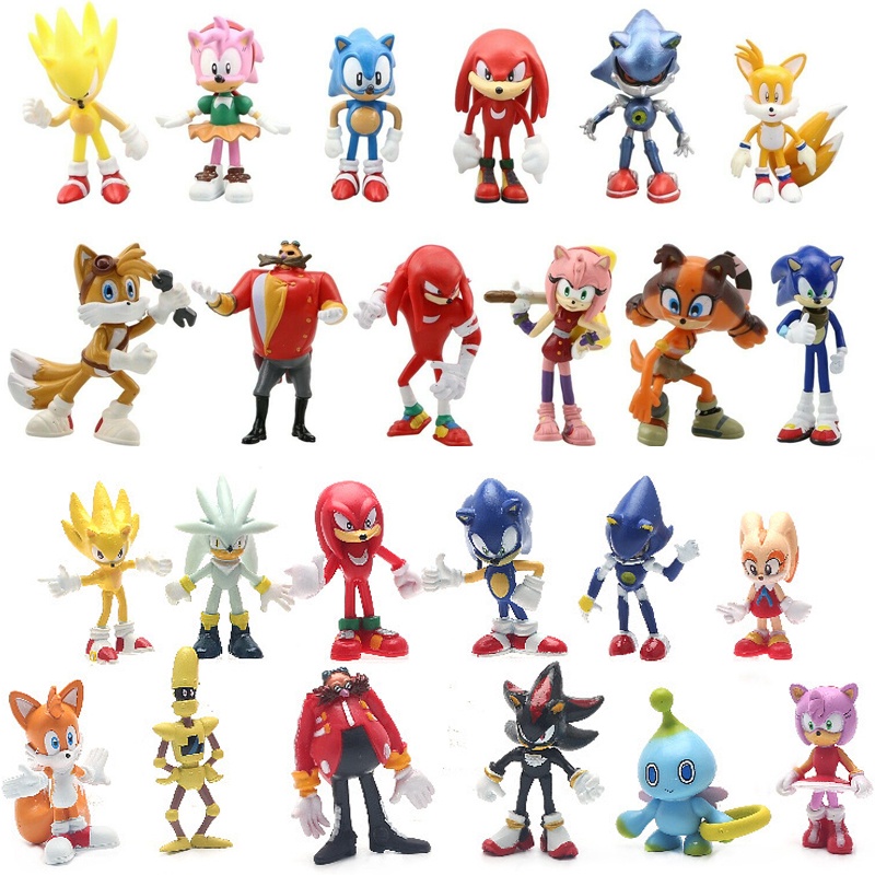 12pcs / Set Mainan Boneka Action Figure Super Sonic The Hedgehog Ultrasonik Untuk Dekorasi Kue