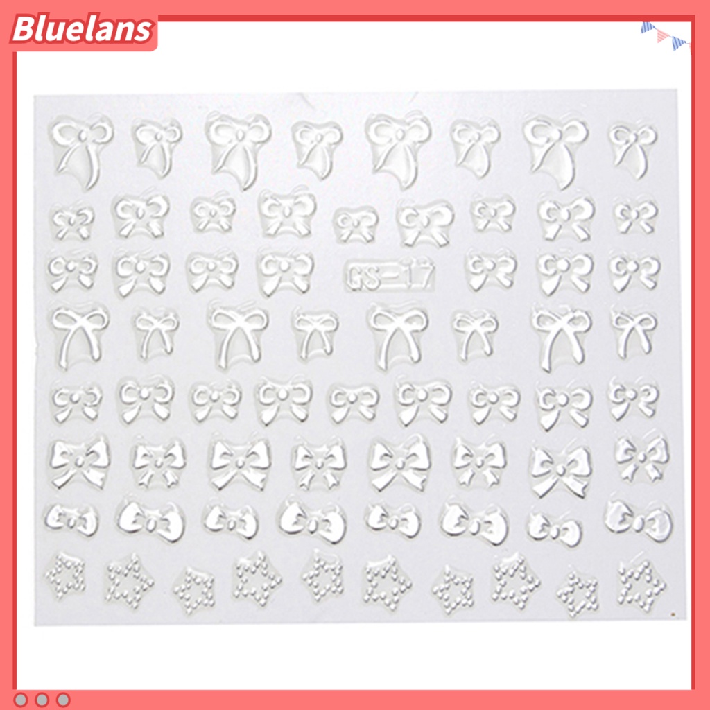 [Bayar Di Tempat][bluelans] Stiker Nail Art Manicure DIY Bentuk Pita / Hati 3D