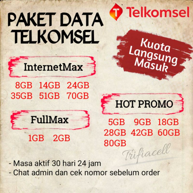 Jual Paket Data Kuota Telkomsel | simpati as loop | internetmax, Flash ...