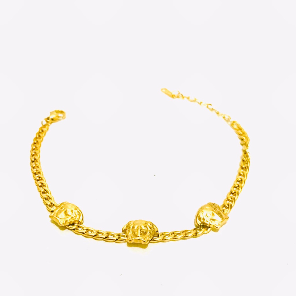 Gelang Rantai Titanium Wanita Lapis Emas Anti Karat GRT-125-23-AMK