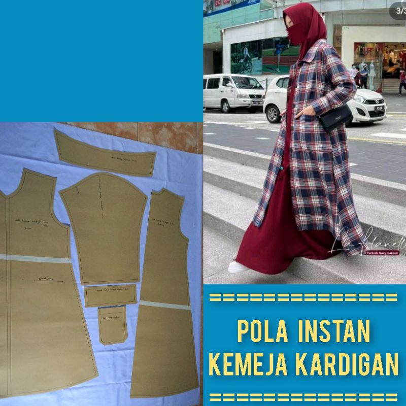 Pola baju instan Kemeja Kardigan- Pola baju Firdaus Busana