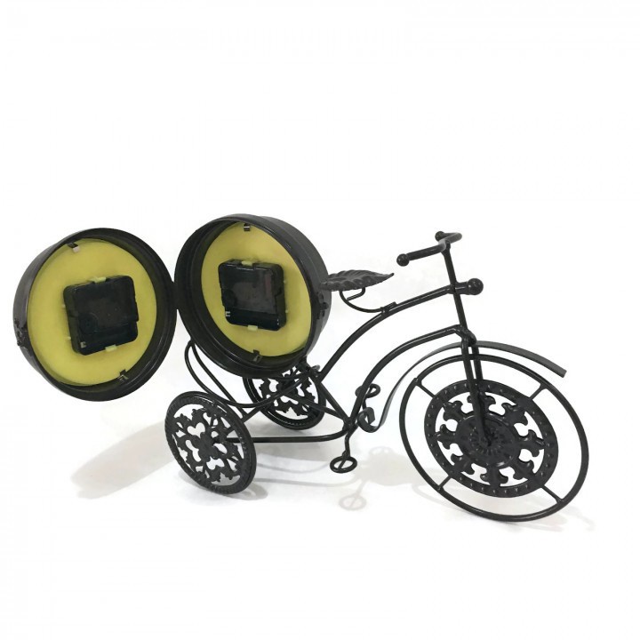 Vintage Retro Metal Bicycle Two Sided Table Clock Decoration