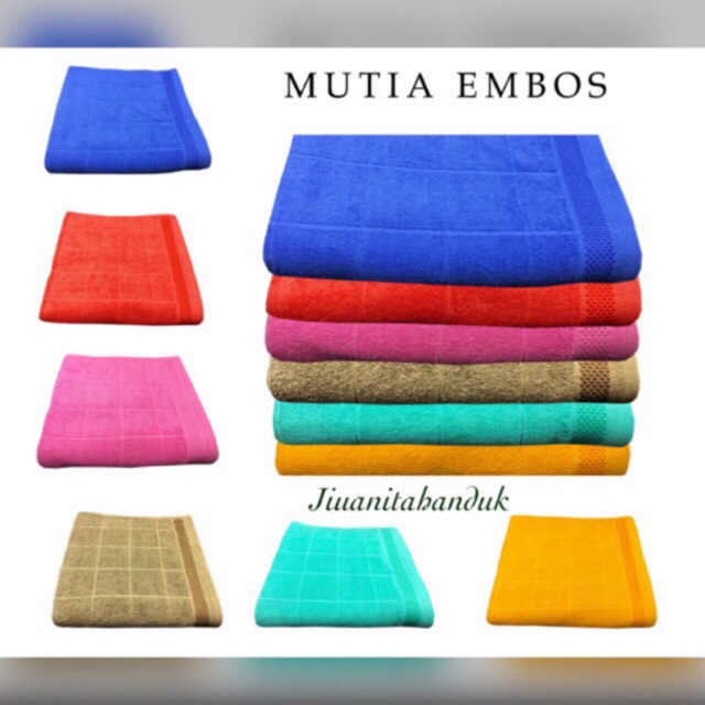 JH Handuk Mutia Emboss Kotak JUMBO Uk 70 x 140 (Paling Murah)