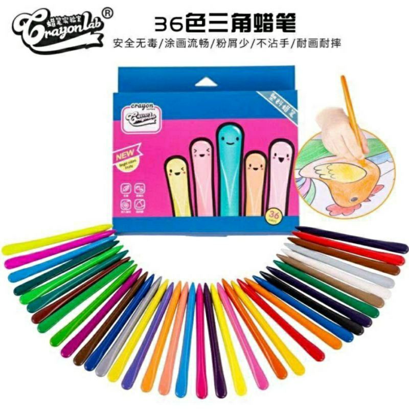 

Crayon Lab Non Toxic Triangular Anti Air Isi 36 Pcs Pensil Warna
