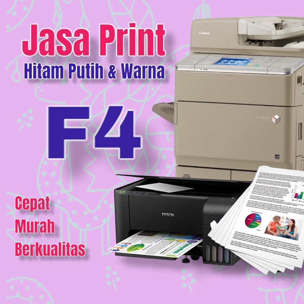 

jasa print cetak dokumen hitam putih/ warna kertas hvs f4 murah