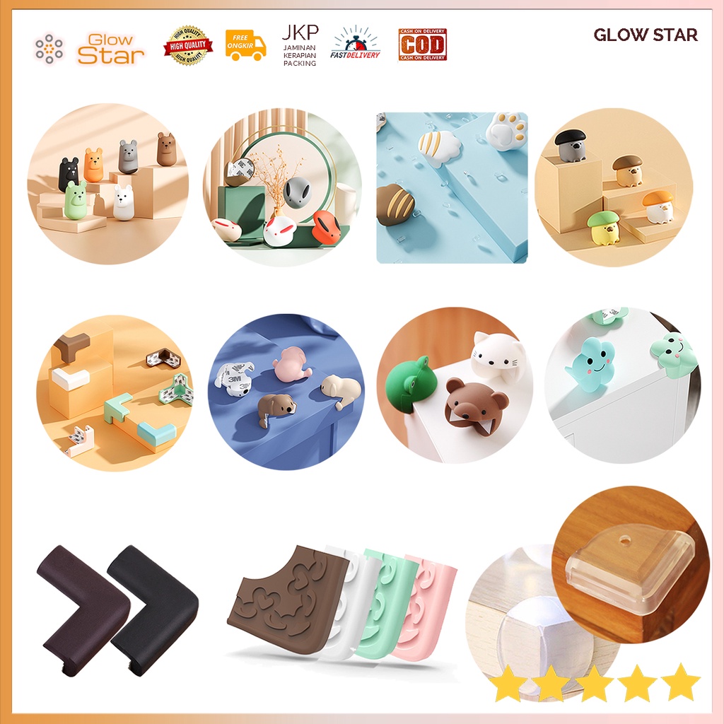 1 PCS Silicone Bumper Pinggiran Tepi Meja Pengaman Siku Sudut Meja Penahan Benturan Bayi Edge Corner Guard Protector Lucu Anjing Beruang Kotak Elegan