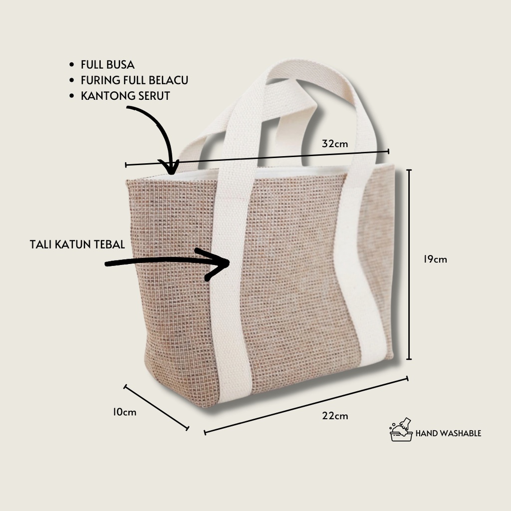 Gadiel Tas Totebag Trapesium Motif Natural Rustic Premium Packaging Hampers Gift Bag