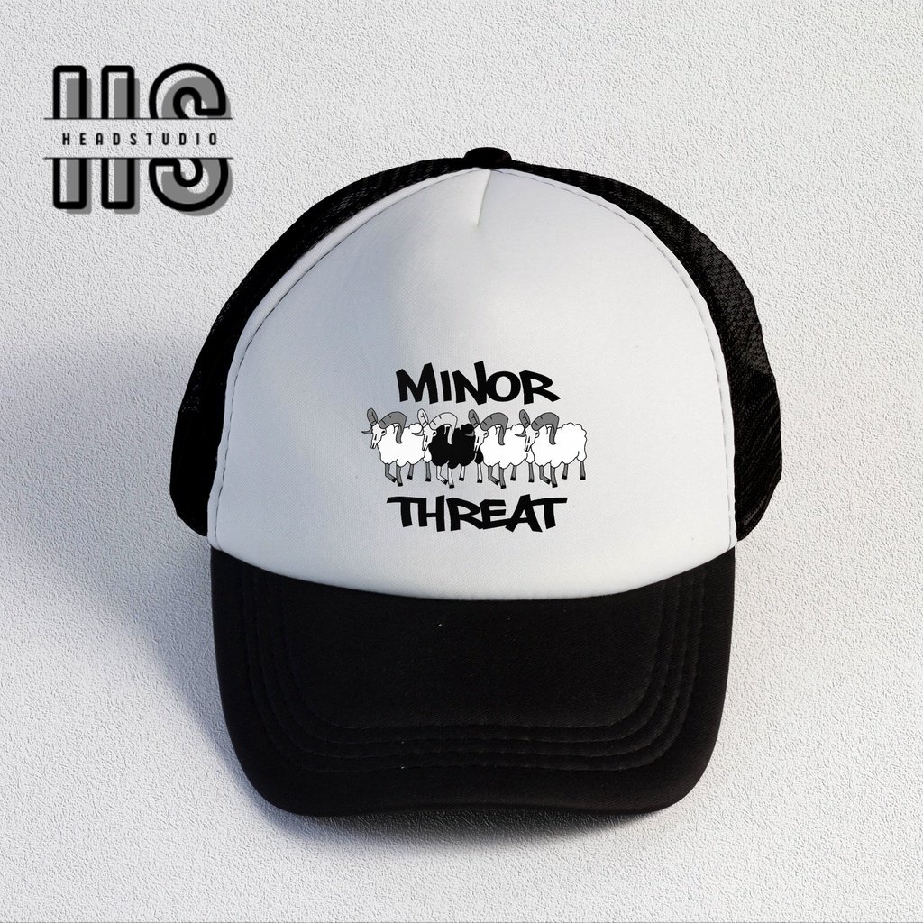 Minor Threat | Trucker Hat Best Seller | Topi Pria | Topi | Trucker | Topi Band | Baseball | Band | Topi Jaring | Topi Sablon | Head Studio