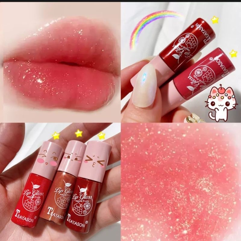 TEAYASON Lip Glow Natural Fruits Lip Tint Lipstick Lip Glaze Lipstik Glitter 10 Warna - MH