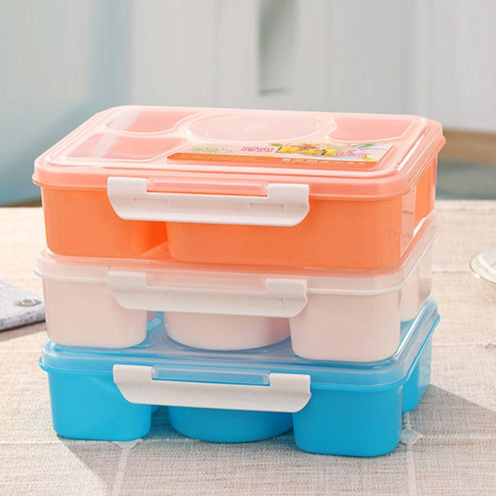 Preva Five Grids Lunch Box Mudah Dibersihkan Sealed Waterwash Microwave Bento Box