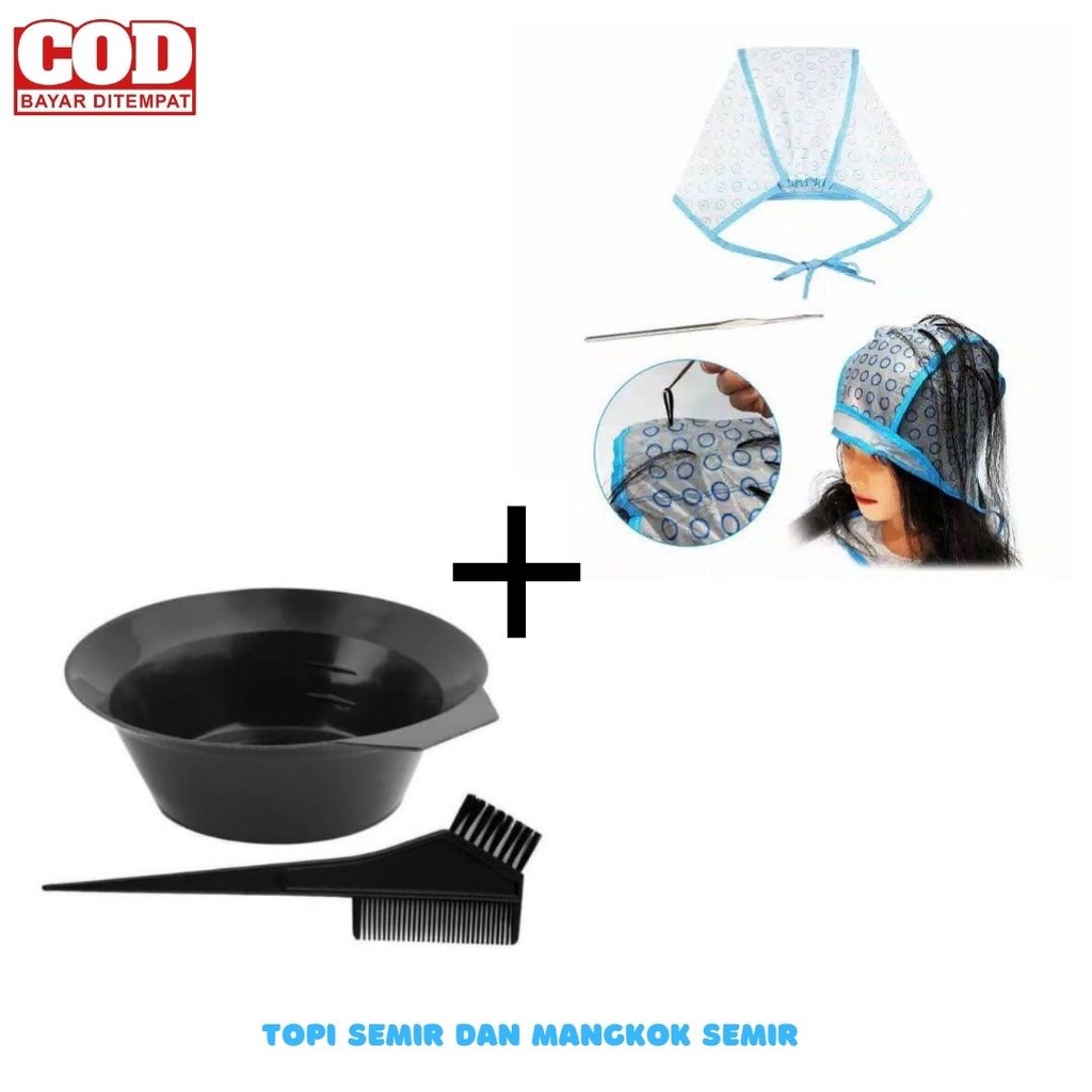 Tifaka Topi highlight Semir Cat Rambut Bleacing Magicap hilet silicone + Mangkok Semir Set