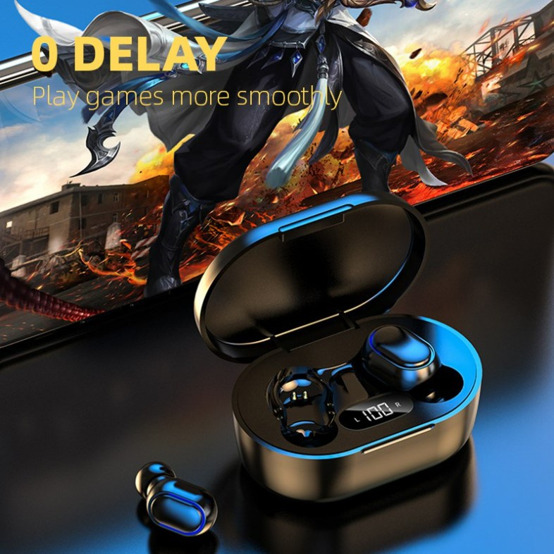 Headset Bluetooth E7S TWS Tampilan Digital Display LED Long Battery HiFi Bass Stereo Earbuds Smart Touch Wireless Earphone with Mic