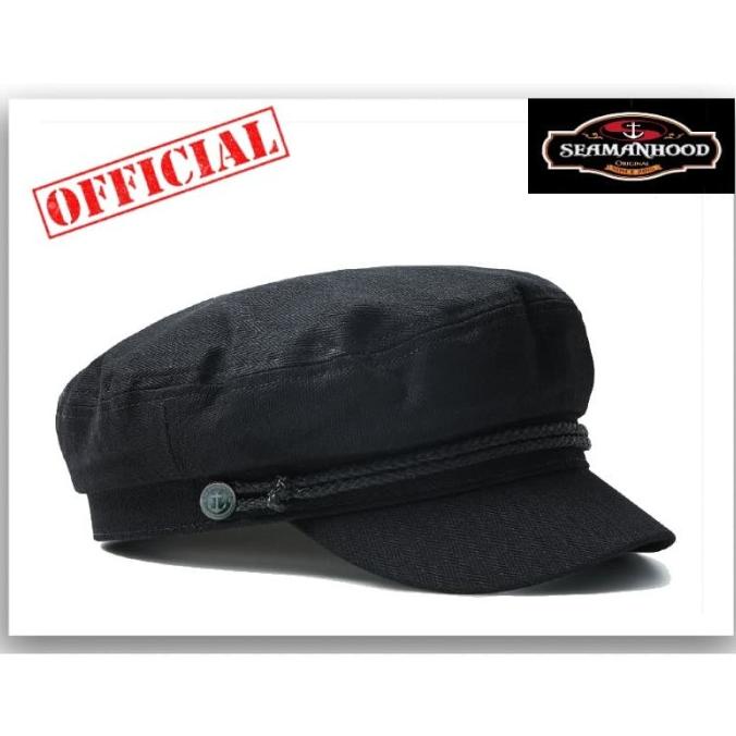 [Ready] Fiddler Cap/ Topi Pelaut/ Topi Sailor/ Topi Kapten Black/Grey Polos [Yrrtr]