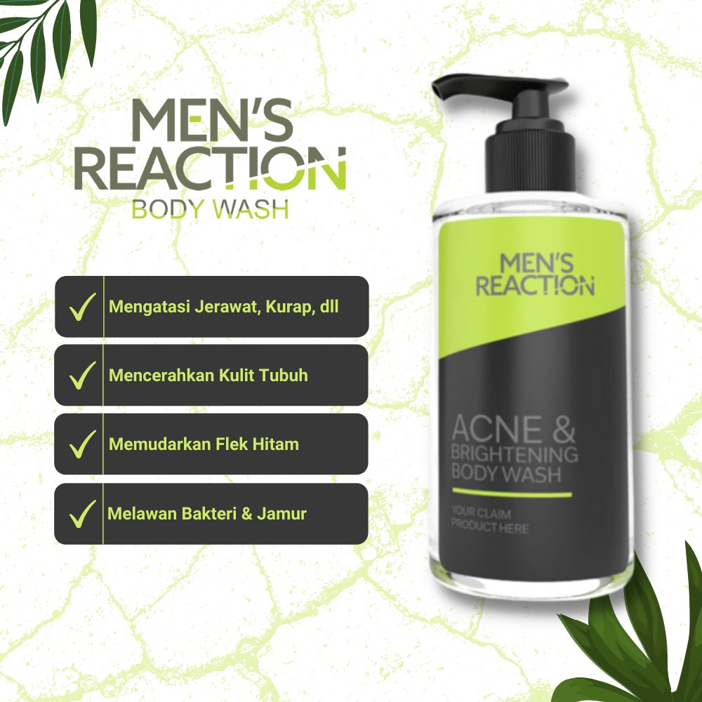 MENS REACTION BODY WASH ACNE SKIN SABUN MANDI PRIA SABUN MANDI JERAWAT BODY WASH BRIGHTENING