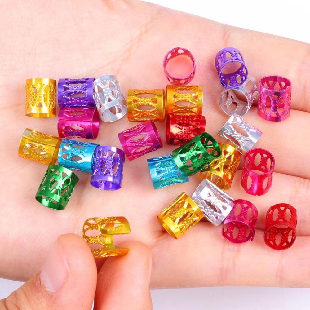 100 Pcs Cincin Rambut Kepang Bahan Logam Aluminum Gaya Hip hop