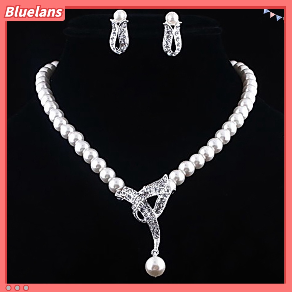 [Bayar Di Tempat]Set Anting Dan Kalung Choker Mutiara Untuk Pernikahan