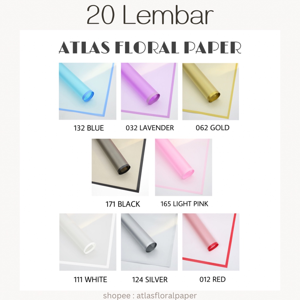 

[20 LEMBAR] Flower Wrapping Paper List Warna Cellophane Waterproof Kertas Buket Florist