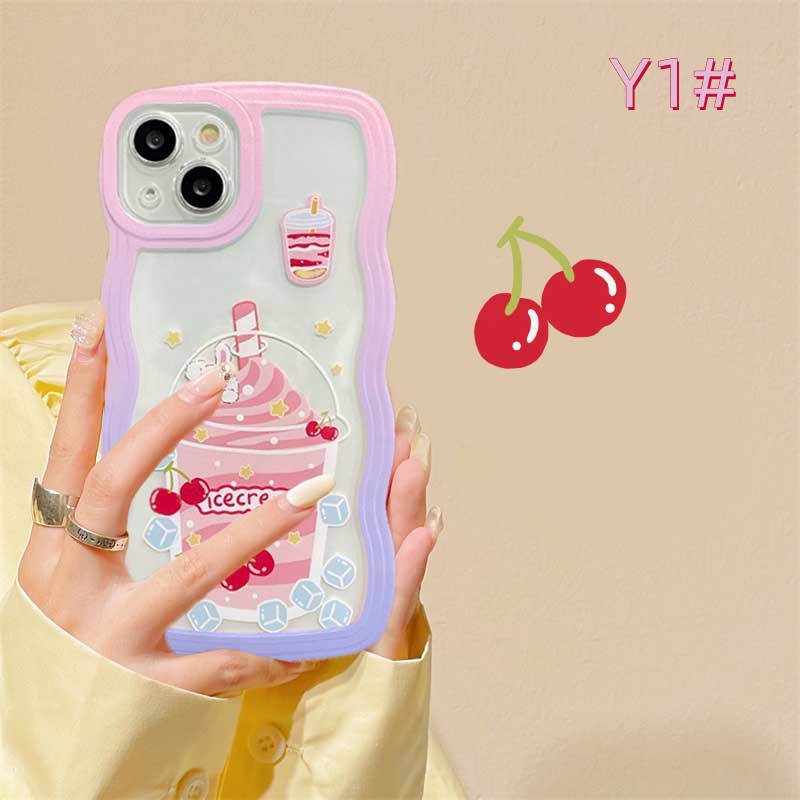 Case OPPO A17 A16 A57 2022 A77 A77S A15 A16K A54 A53 A12 A5S A7 A3S A11k A31 A52 A92 A94 A93 A37 F9 A1K A76 Minuman Kartun Beruang Motif Kelinci Case Silikon Warna-Warni