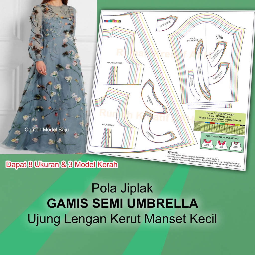 RST Pola Jiplak Gamis Semi Umbrella Dewasa Pola Gamis Dewasa Pola Baju Wanita