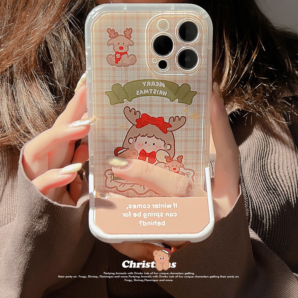 Ins Soft Case Silikon Motif Kartun Tanduk Rusa Untuk Iphone 14 7 8 Se 2020 7 + 8PLUS XS XR 11 12 13 PRO MAX