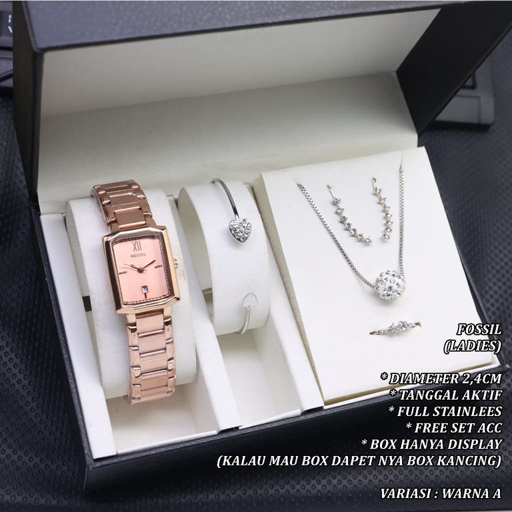 (BISA COD) JAM TANGAN WANITA FASHION RANTAI BODY SEGI TANGGAL AKTIF FREE SET ACC