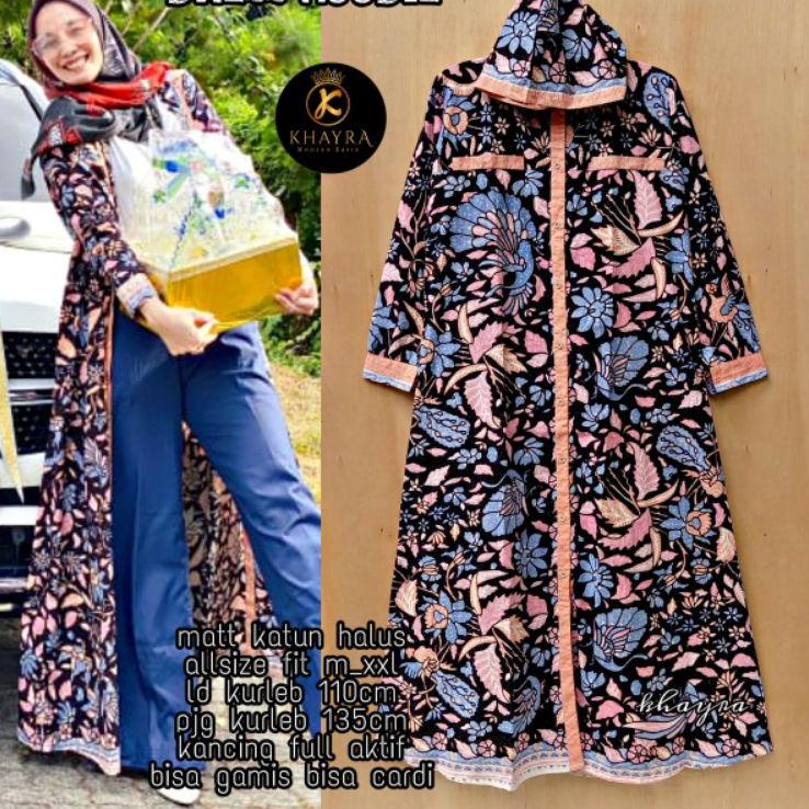 Harga Termurah Long Hoodie Gamis 2in1 Cardi || ORI BERLABEL Khayra
