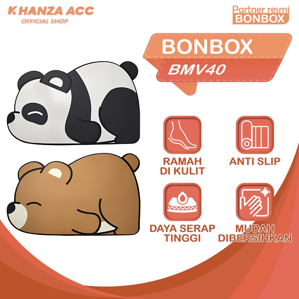 KHANZAACC BONBOX BMV40 Keset Kamar Mandi Desain Panda Beruang Anti Slip Daya Serap Tinggi 4 Lapisan