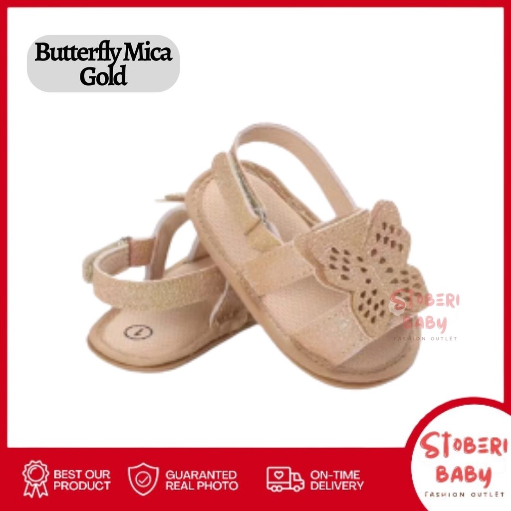 stoberi baby - PREWALKER Sepatu Anak Bayi Baby Shoes Sandal Casual Socks Anti Slip Bahan Import / BUTTERFLY MICA