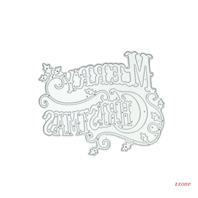 Cetakan Stensil Cutting Dies Motif Merry Christmas Bahan Metal Untuk Scrapbook / Craft DIY