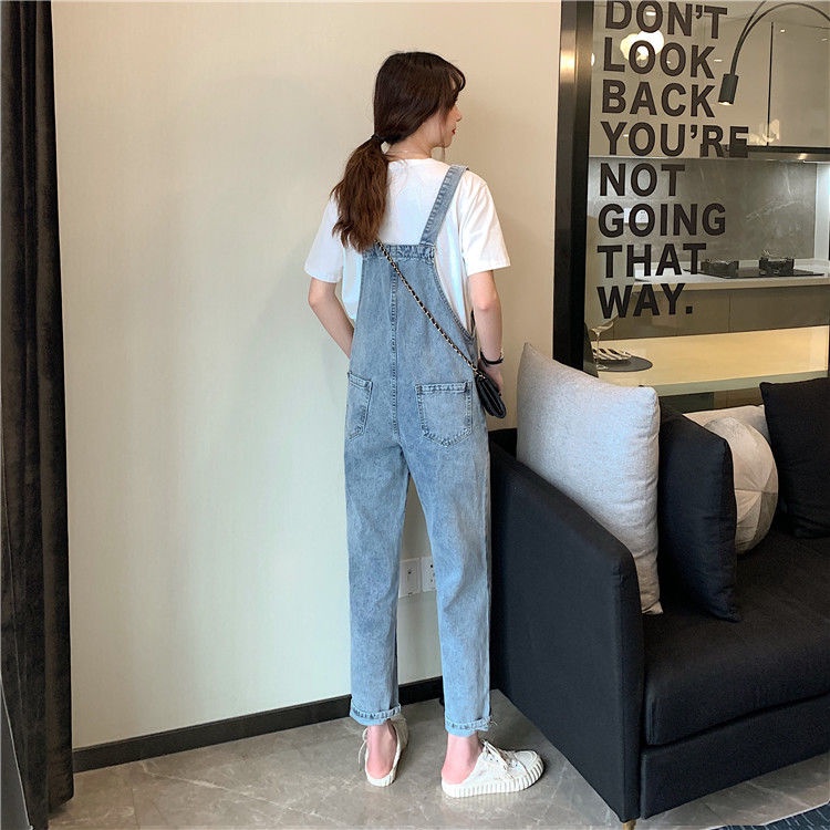 ✅COD Overall Kaki Lebar Longgar Pinggang Tinggi Gaya Korea Wanita---Celana Kodok Jeans Wanita