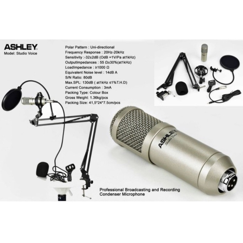 Jual Mic Kabel Condensor Ashley Studio Voice Original Studio Recording