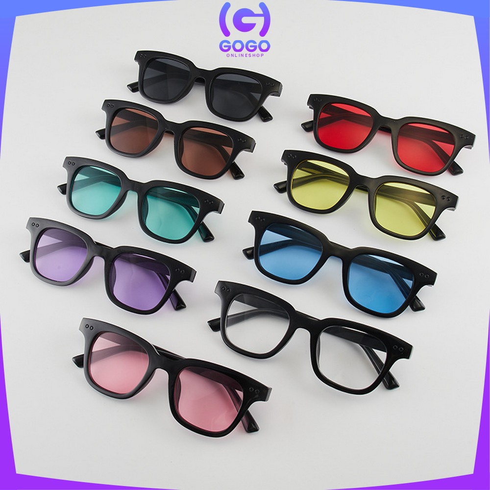 GOGO-C663 C665 Kaca Mata Rainbow Fashion Unisex Gaya Korea Candy Color Square / Kacamata Hitam Wanita Pria Sunglasses Korean Fashion Import