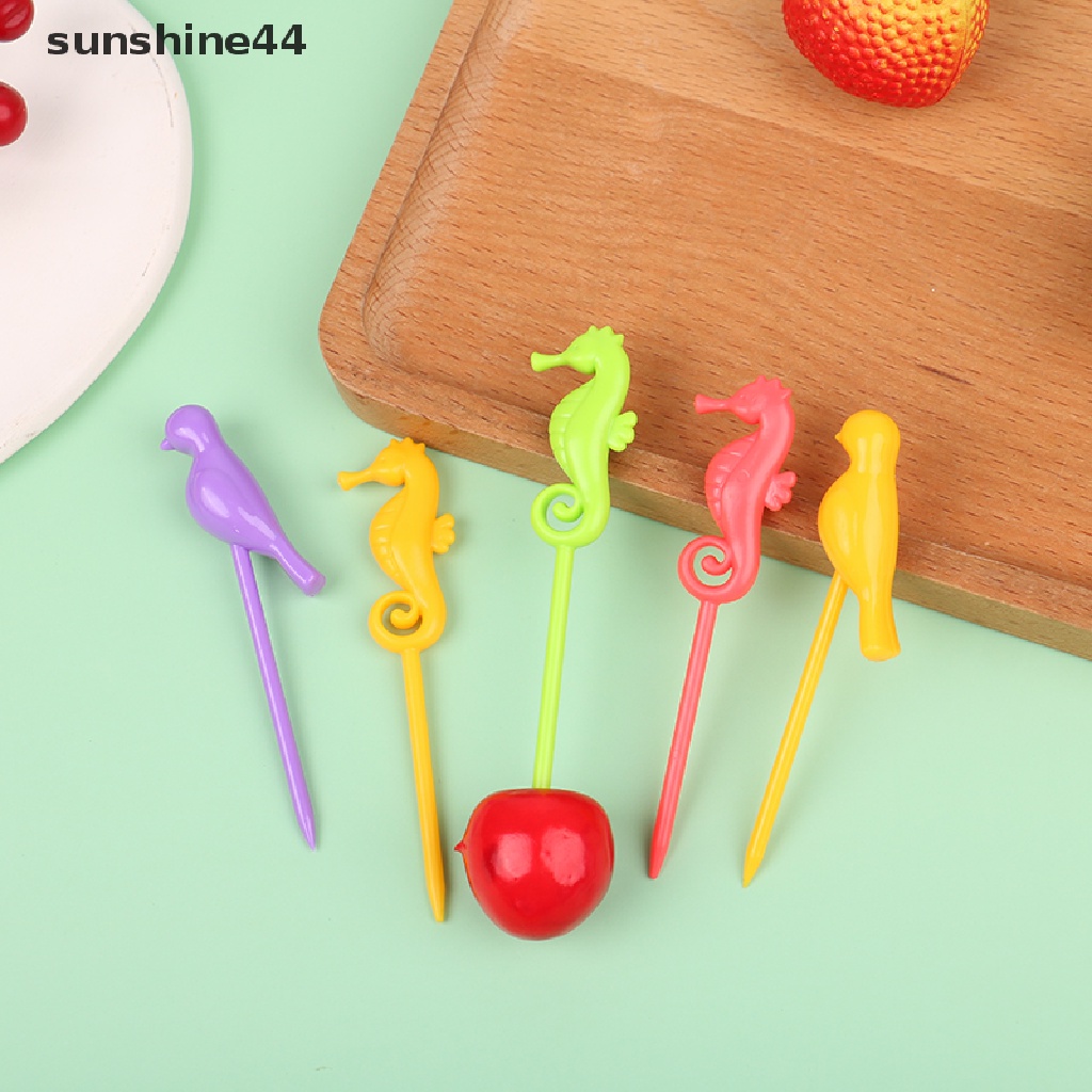 Sunshine 6Pcs Garpu Buah / Dessert / Kue Mini Desain Kartun Lucu Untuk Anak