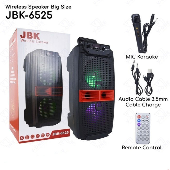 Speaker Bluetooth + Mic Karaoke Portable JBK-6525 Wireless Karaoke DOUBLE SPEAKER KOPER PORTABLE SPEAKER MUSIC BOX BLUETOOTH