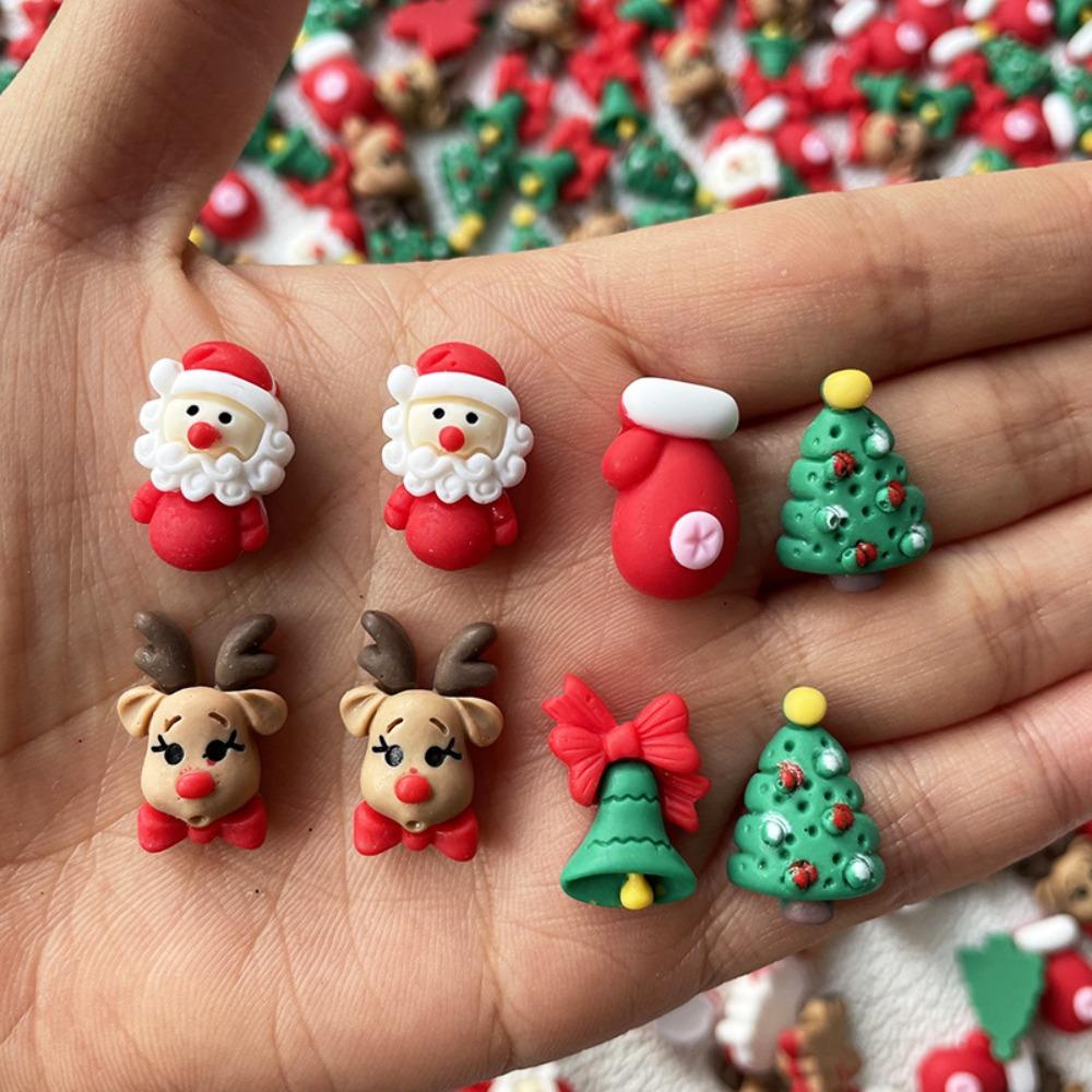 Mxbeauty Natal Dekorasi Nail Art Warna-Warni Santa Claus Kualitas Tinggi Charms 3D Kepala Rusa Resin Kawaii Kartun Aksesoris Kuku