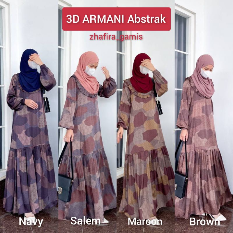 GAMIS 3D ARMANI ABSTRAK ORI SEKARARUM FASHION