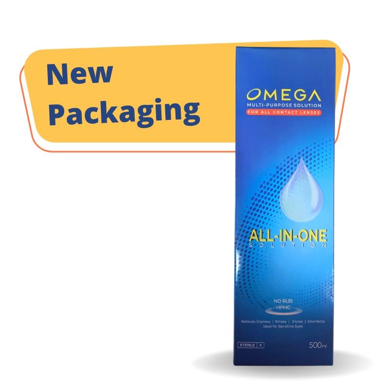 Cairan Softlens Omega All In One 500ml / Air Pembersih Soflens Omega all in one multi purpose solution 500ml / Solution OMEGA ALL IN ONE 500ml