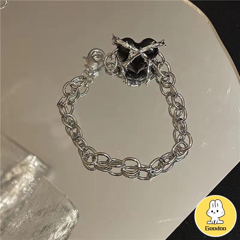 Kalung Rantai Klavikula Desain Hati Gaya Hip Hop Untuk Wanita -Doo