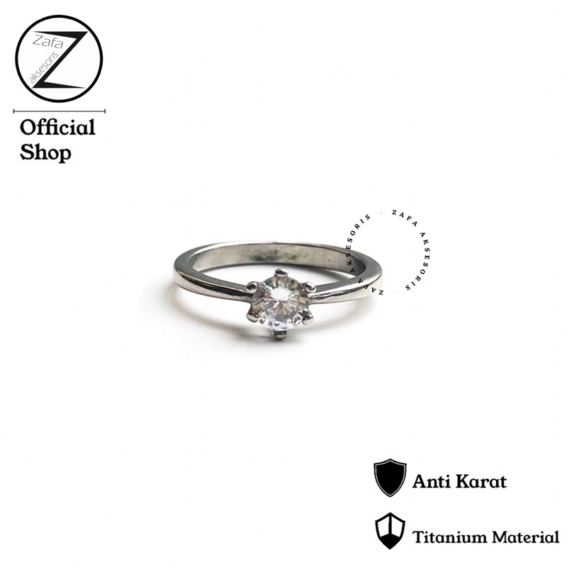 Zafa Cincin titanium wanita fashion korea Anti Karat Anti Hitam - Hanabi