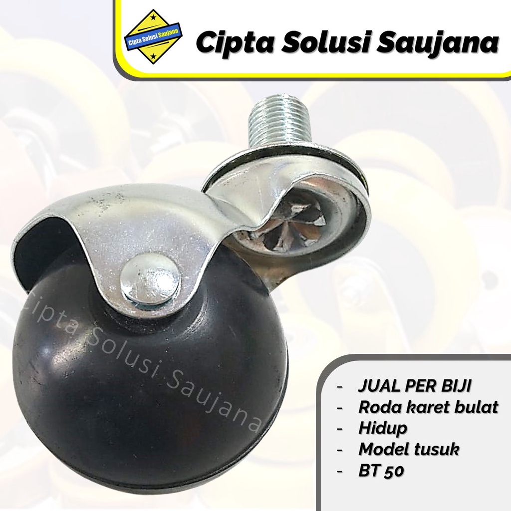 Jual Bt Roda Karet Bulat Model Tusuk As Baut Roda Caster Bola