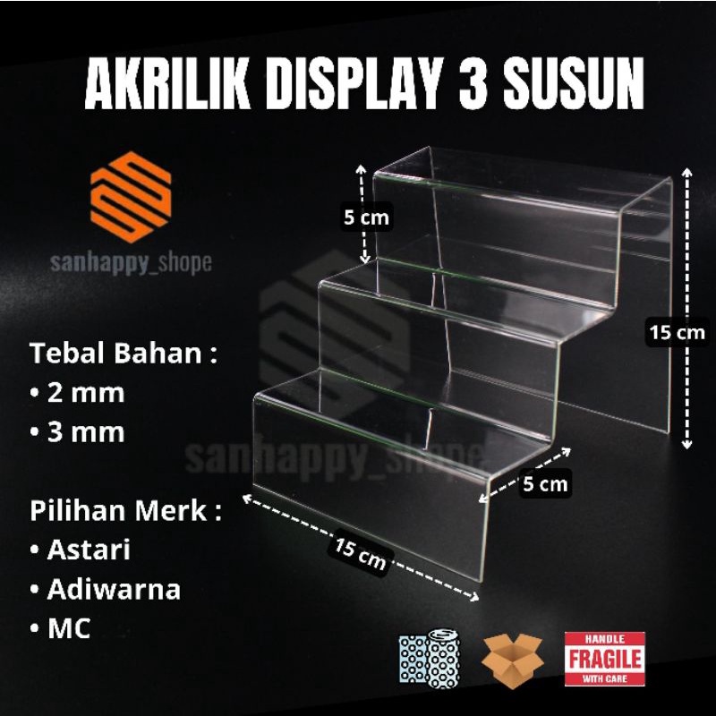 Akrilik Display 3 Susun Pajangan-Figura - Acrylic Display 3 Susun Parfum - Akrilik Display Mainan Tebal 2mm 3mm