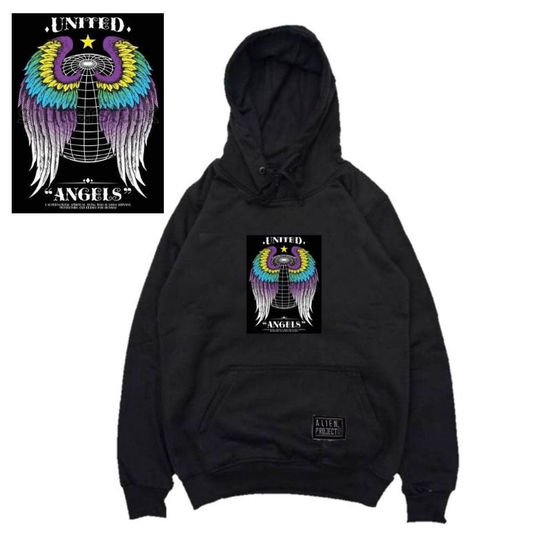 United angel Hoodie black motif pria