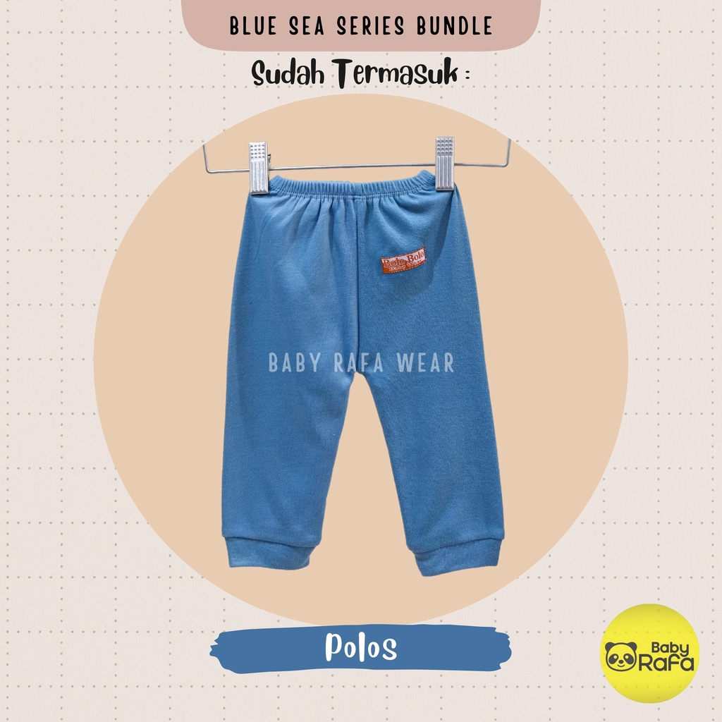 Serian Biru - 3 pcs Celana Panjang Bayi Baru Lahir 0 - 3 Bulan Blue Sea Series merk SNI Bolo - Bolo