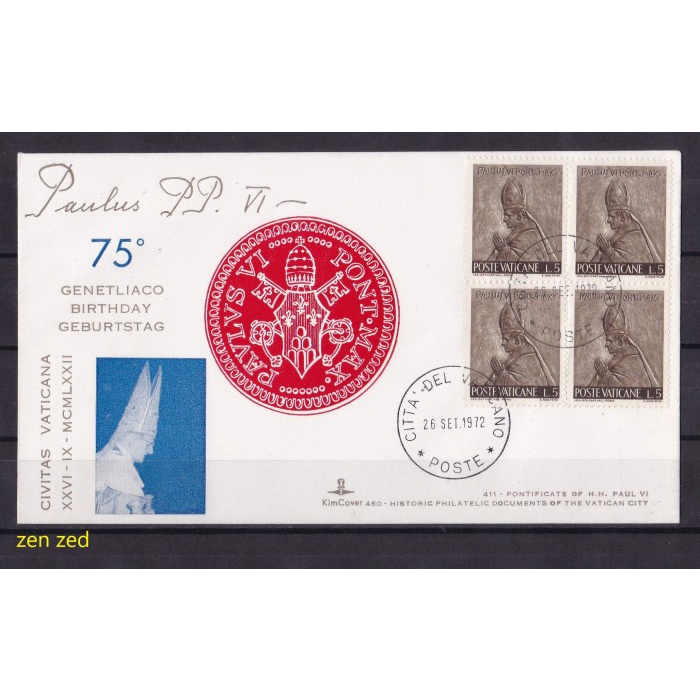 

A015 Prangko FDC SHP Vatican City 1972 Pontivicate of H.H Paul VI